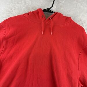 J Crew Sportswear Hoodie Mens Large Red Fleece Pullover Heavyweight Sweatshirt